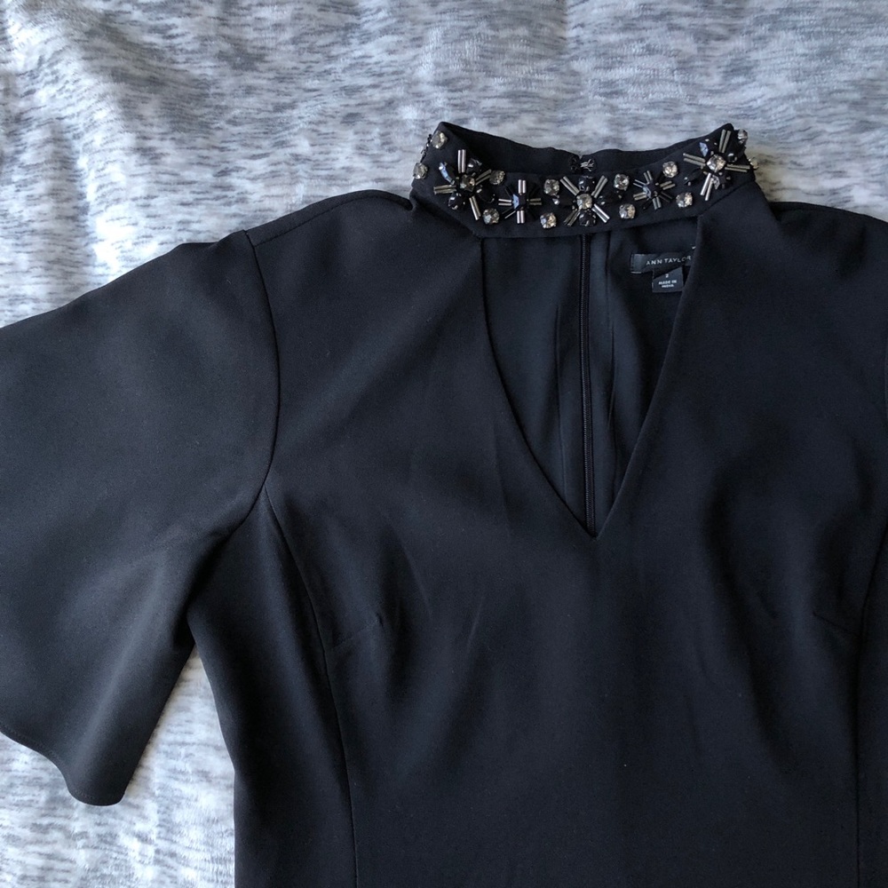 Ann Taylor Black V-Neck Cut Out Dress